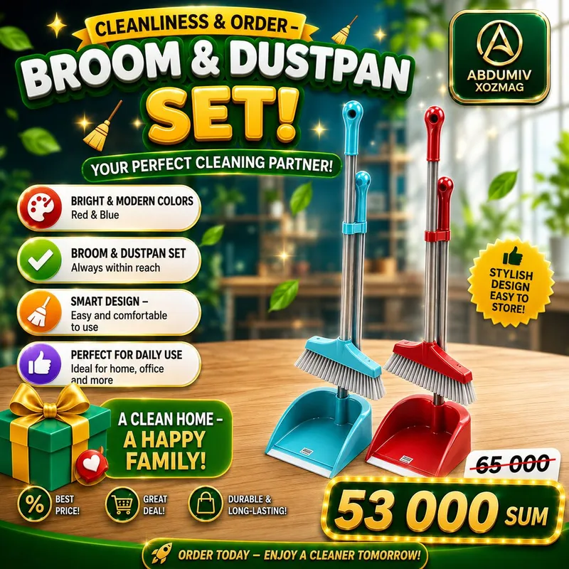 PLASTMAS XOKONDOZ VA SUPURGI TO‘PLAM QIZIL va KO'K 3
