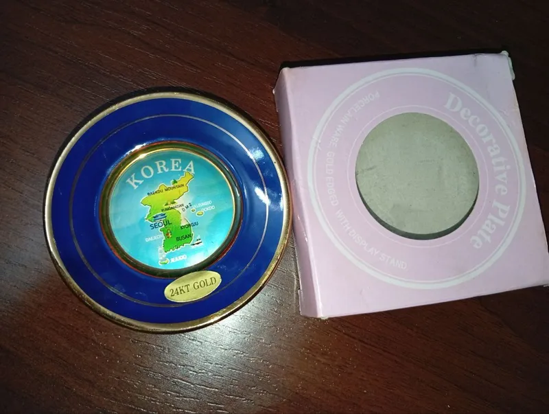 Koreya dekorativ tarelkasi (24kt oltin suvi yugurtirilgan) 3