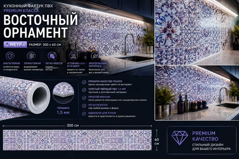 Фартук для кухни | Под плитку, кирпич и узоры, Фартук панель, для стен 2