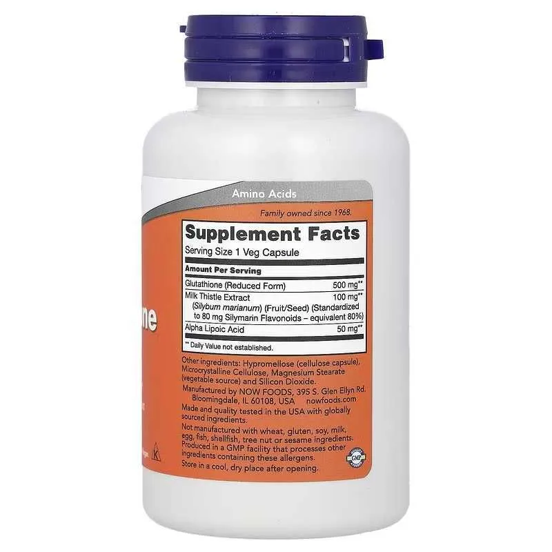 NOW Foods Glutathione глутатион 250 мг и 500 мг — фото 1