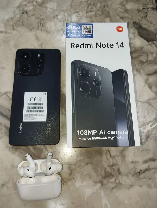 Redmi Note 14 Midnight Black 8GB 256 GB + Air Pods