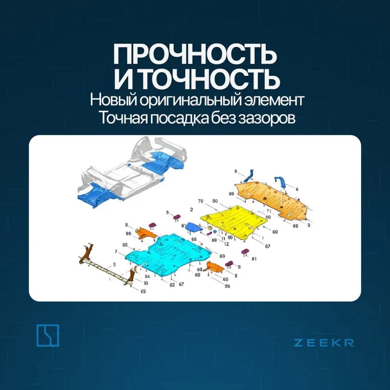 Защита днища для Zeekr 001 до рестайлинг / zeekr zapchast — фото 2 Защита днища для Zeekr 001 до рестайлинг / zeekr zapchast — фото 2