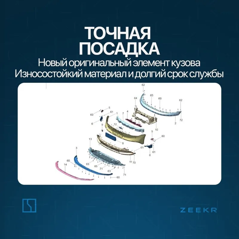 Верхняя накладка переднего бампера Zeekr 007 / zapchast 3 Верхняя накладка переднего бампера Zeekr 007 / zapchast 3