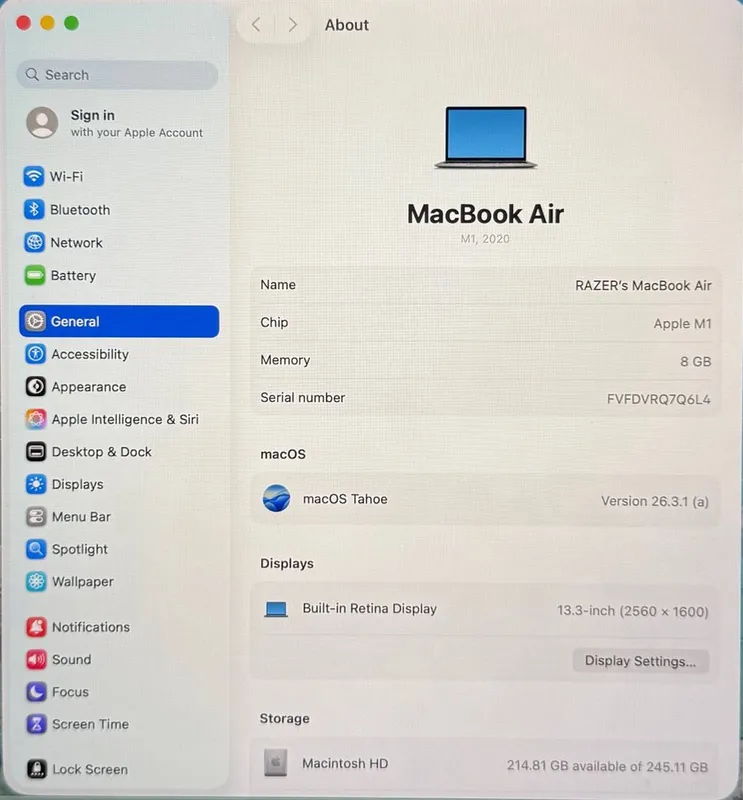 Macbook air m1. 3