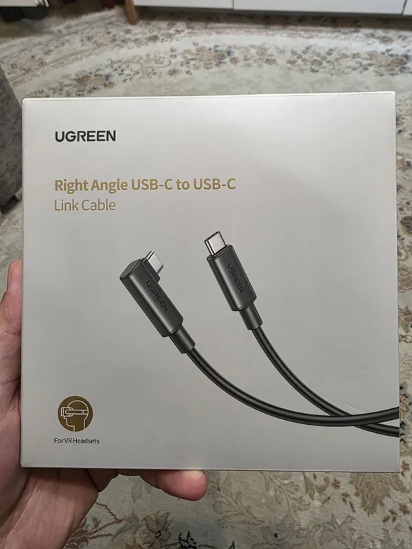 Кабель UGREEN USB-C to USB-C Link Cable 5 м угловой 90° для VR, зарядк — фото 1
