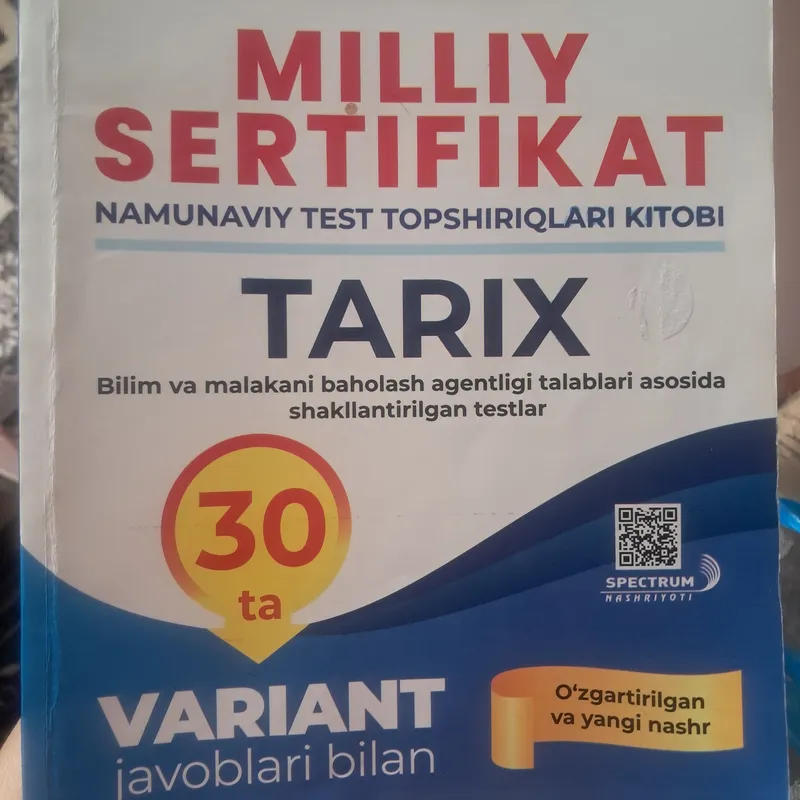tarix milliy sertifikat kitob
