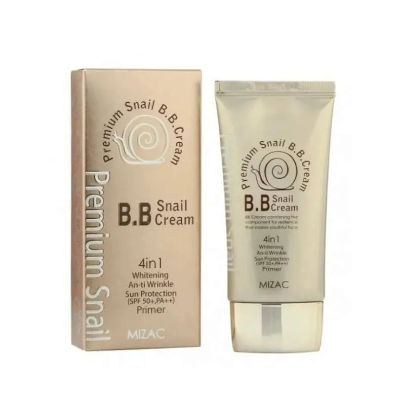 Корейский BB-крем для лица Mizac Premium Snail 4 в 1 SPF50+ Корейский BB-крем для лица Mizac Premium Snail 4 в 1 SPF50+
