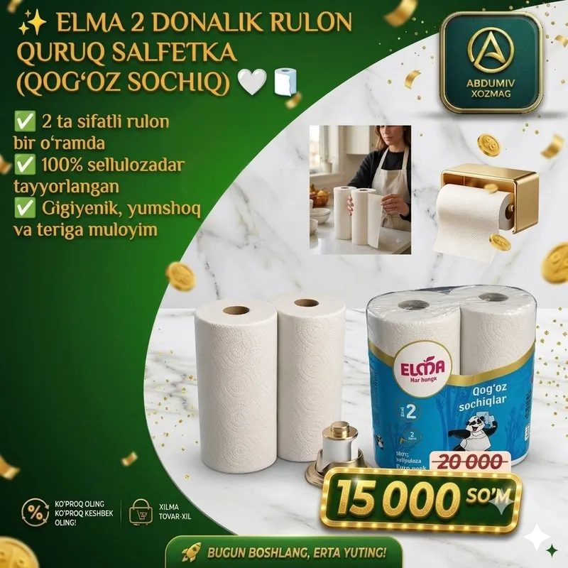 ELMA KO'K 2 DONALIK RULON QURUQ SALFETKA, N°2. 1