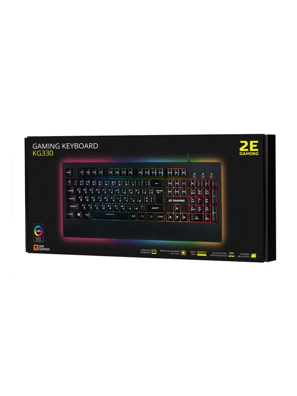 Проводная игровая мембранная клавиатура 2E Gaming KG330 LED-подсветка, 104 клавиши, USB, Black — фото 5