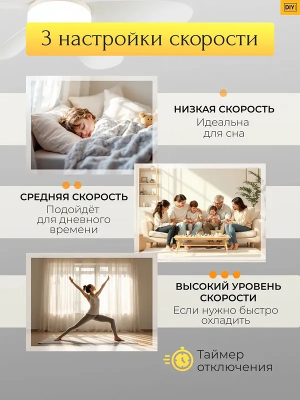 Люстра вентилятор 2.1 потолочная с пультом E27,40 Вт — фото 4