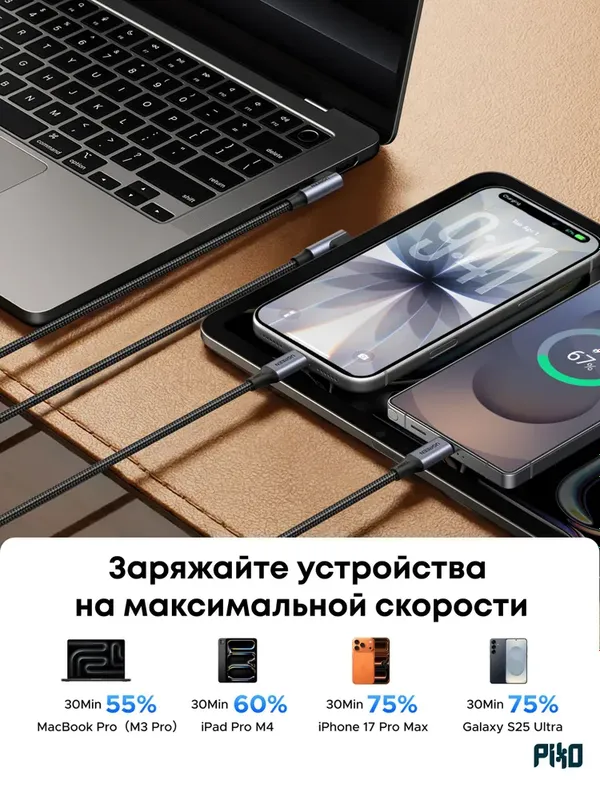 UGREEN USB-C кабель 100W 90° 2м — фото 3