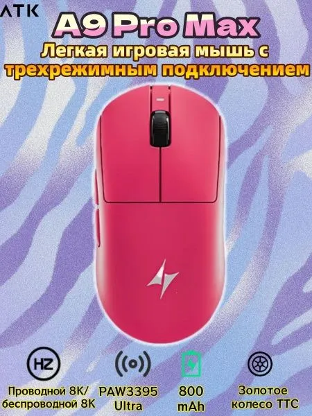 New Mouse ATK A9 Pro Max Pink/Black/White 1 New Mouse ATK A9 Pro Max Pink/Black/White 1