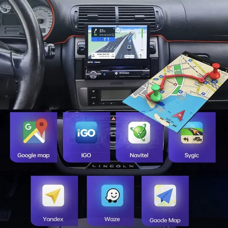 Автомагнитола 1 din 7505A-5712B с выдвижным экраном 4/64GB IPS DSP Car — фото 4