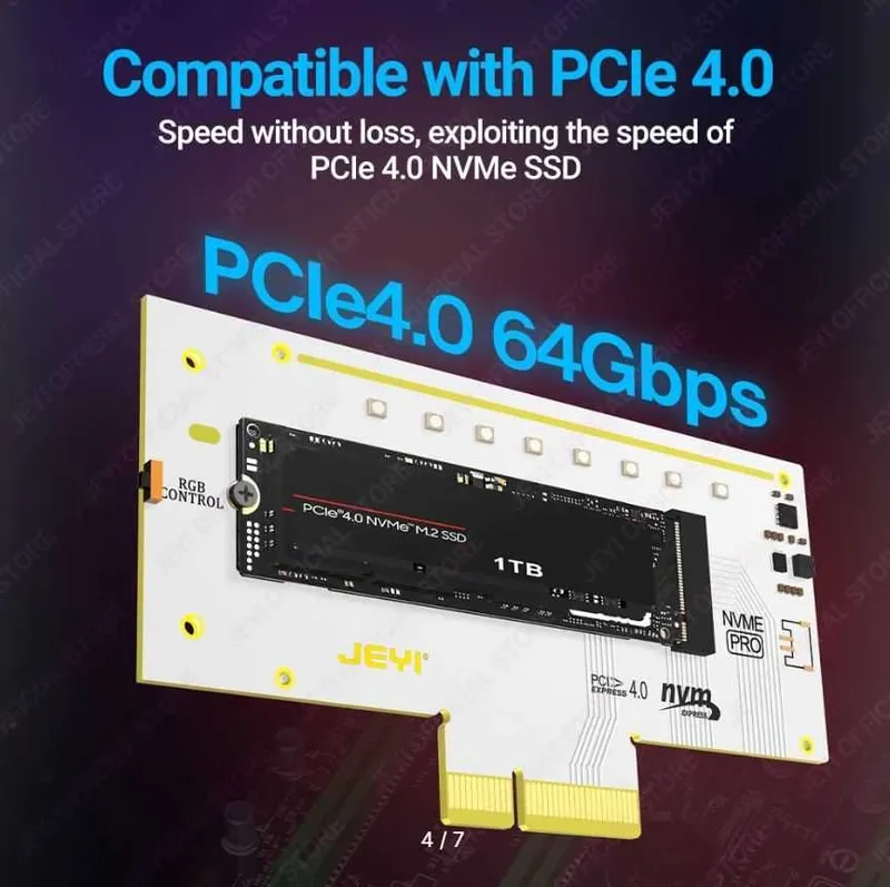Адаптер PCI-E 4.0 → M.2 NVMe JEYI Volleystar Gen2 | до 64 Гбит/с — фото 3