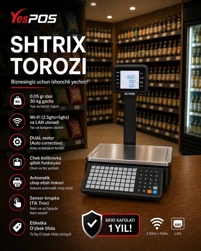 Tarozi YesPOS L-1 – zamonaviy va ishonchli yechim! 1 Tarozi YesPOS L-1 – zamonaviy va ishonchli yechim! 1