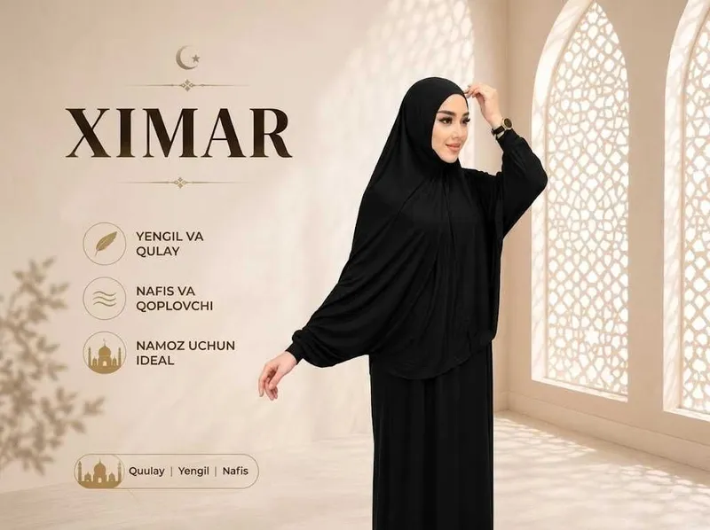 Ximar namoz libosi - yumshoq mato, erkin bichimli, qulay yopiq model. 2 Ximar namoz libosi - yumshoq mato, erkin bichimli, qulay yopiq model. 2