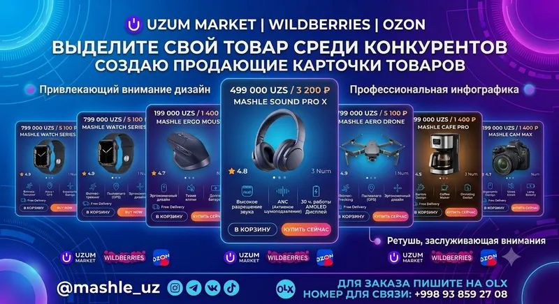 Infografika xizmati UZUM, OZON, WILDBERRIES 2