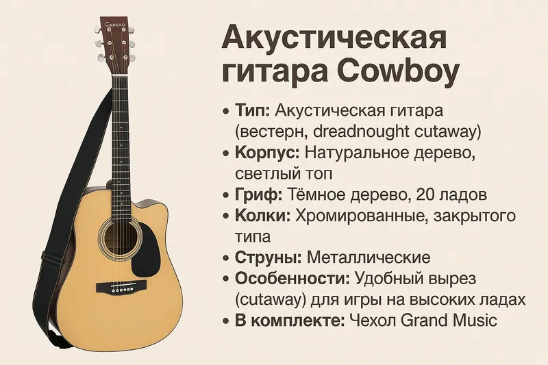 Акустическая гитара Cowboy.есть комплектее .. 3 Акустическая гитара Cowboy.есть комплектее .. 3