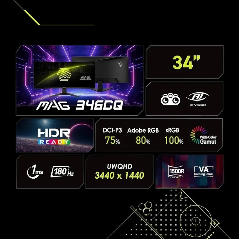 [Монитор] Msi 34 Curved 180Hz VA panel 2K — фото 2