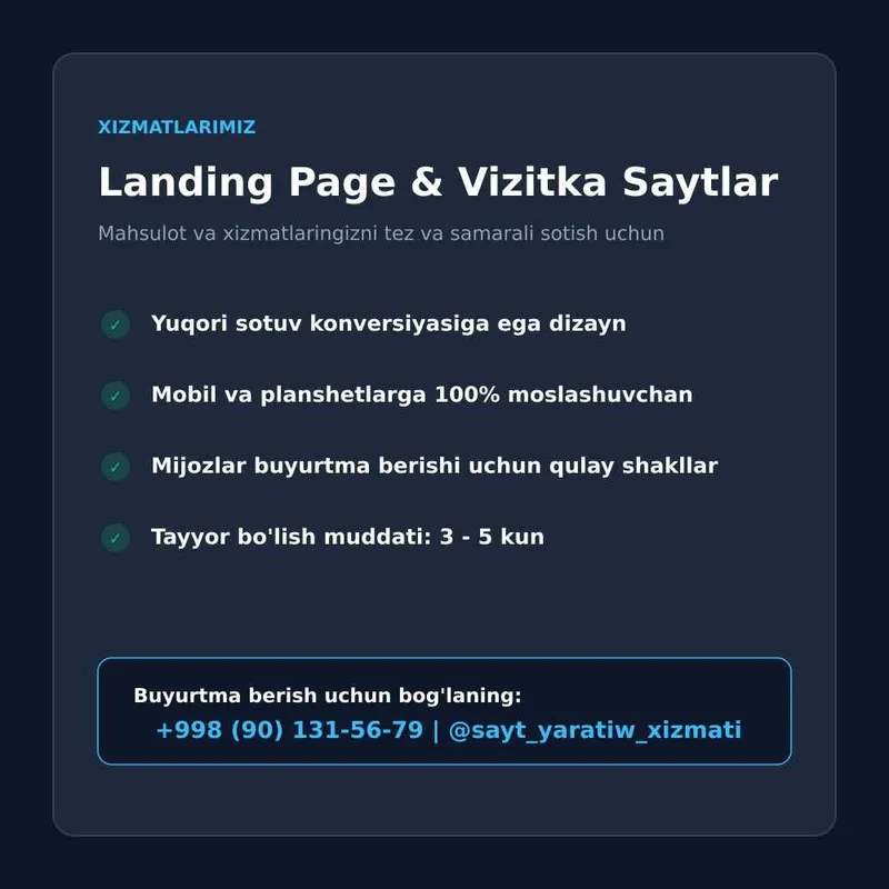 Sayt yaratish xizmati | Biznes uchun zamonaviy vebsaytlar 2