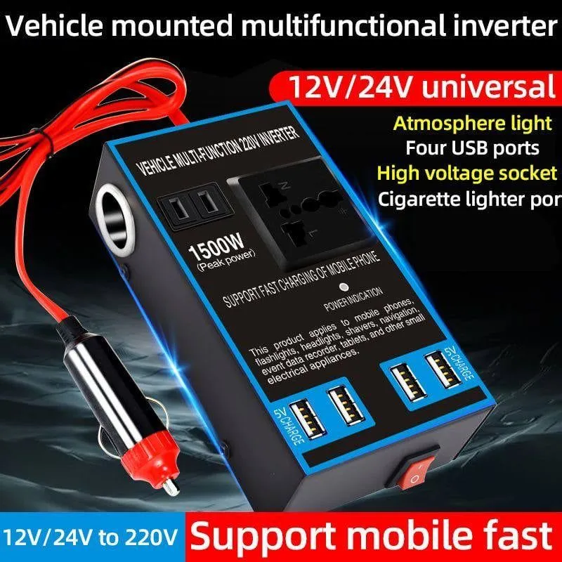 Avtomobil invertori, 4 ta USB portli rozetka — фото 1