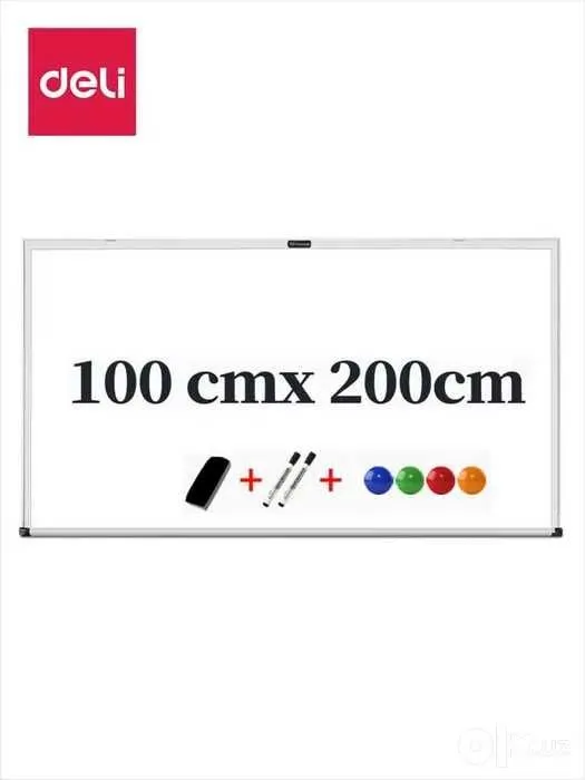 Доска белая 100х200 см, магнитно-маркерная, лаковая, 7820 Deli 1 Доска белая 100х200 см, магнитно-маркерная, лаковая, 7820 Deli 1
