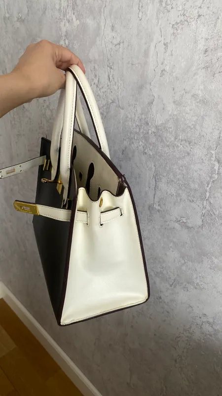 Сумка Hermes эко кожа черно белая — фото 4