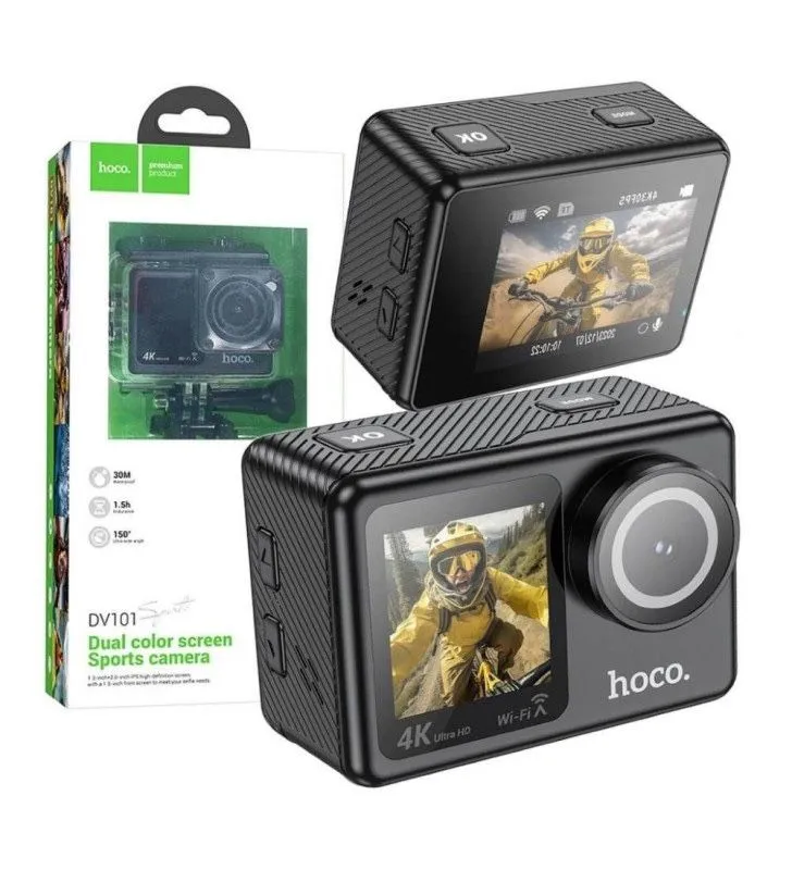 Экшн-камера Hoco DV102 4K 60fps два дисплея, супер стабилизация,900mAh — фото 1