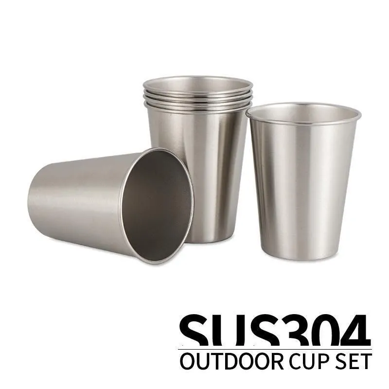 Набор походных стаканов нобана сталь sus 304 .350 ml 6 штук
