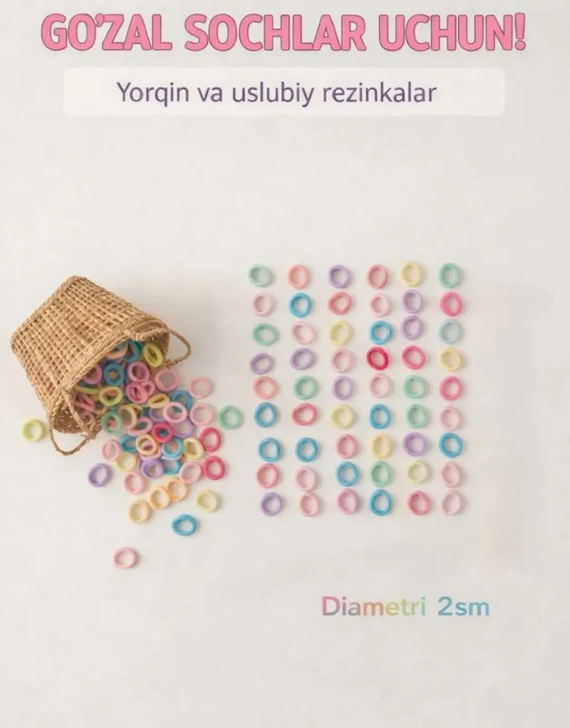 jajji qizaloqlar uchun soch toʻplovchi rezinkalari
