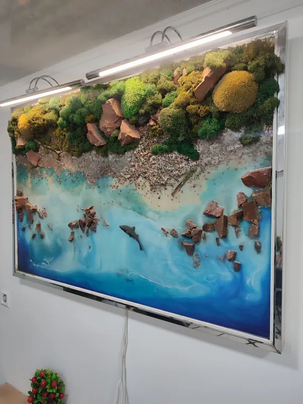 Пано Стабилизированный Мох ,Пано Море Эпоксидная Смола & Мохе — фото 2