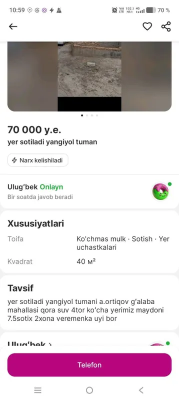 Uchastka Sotiladi 70 000 $ kelishamz — фото 3