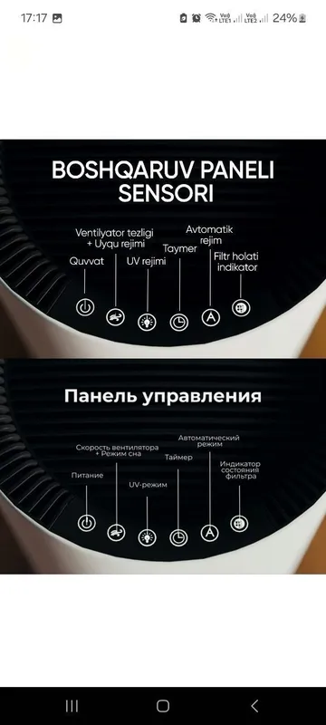 Очиститель и увлажнитель воздуха 2 в 1 Hofmann, с НЕРА-фильтром,40м2 — фото 4