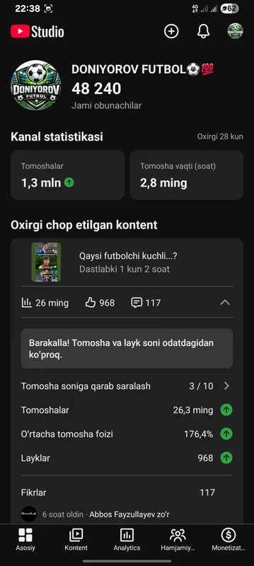 Youtube kanal Noutbookga abmen qilinadi