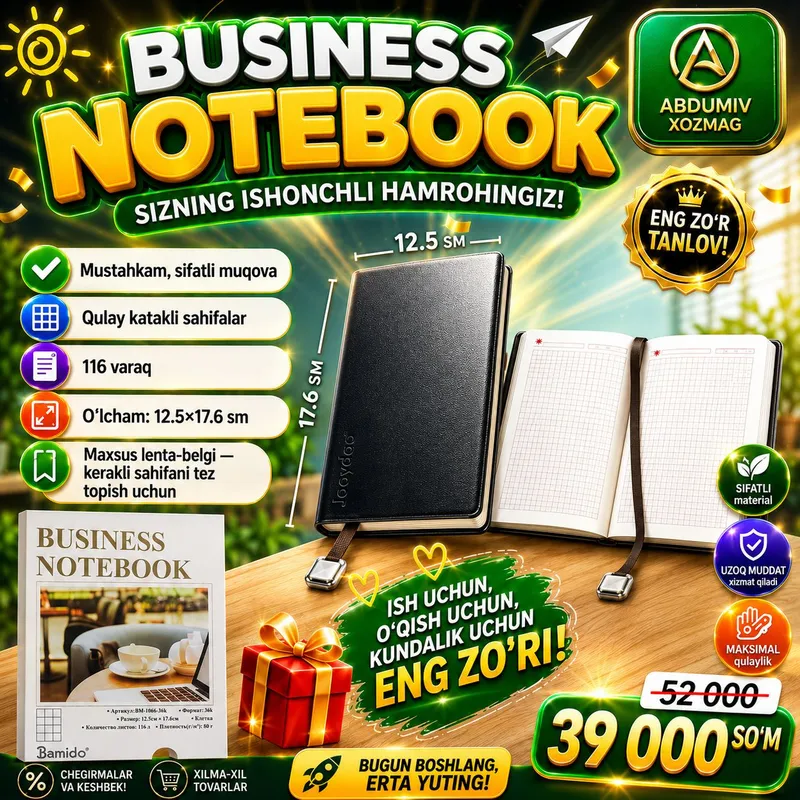 BUSINESS NOTEBOOK 116 varaqli 12.5×17.6 sm 1 BUSINESS NOTEBOOK 116 varaqli 12.5×17.6 sm 1