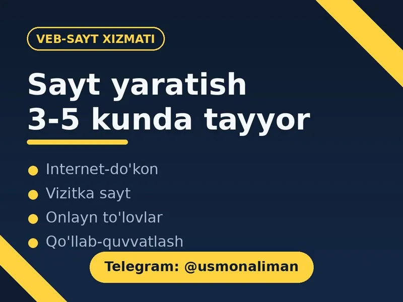 Biznes uchun dasturlash xizmatlari — bot, sayt, avtomatlashtirish 2 Biznes uchun dasturlash xizmatlari — bot, sayt, avtomatlashtirish 2