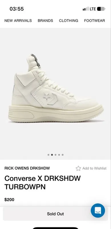 Original Rick Owens Converse TURBOWPN 2 Original Rick Owens Converse TURBOWPN 2