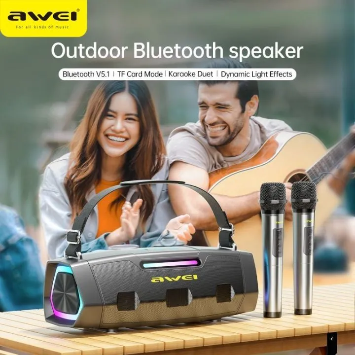 Караоке колонка Awei KT28 30 Вт, Bluetooth, RGB-подсветка, 2 микрофона 2