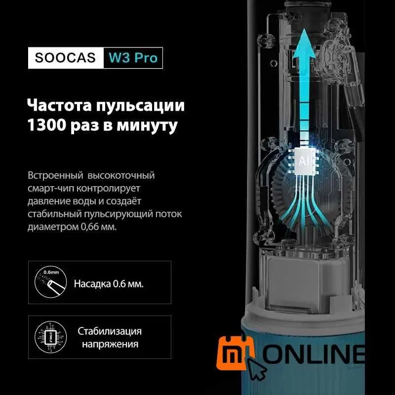 Og‘iz bo‘shlig‘i va tishlar uchun simsiz irrigator Xiaomi Soocas W3 Pro 6 Og‘iz bo‘shlig‘i va tishlar uchun simsiz irrigator Xiaomi Soocas W3 Pro 6