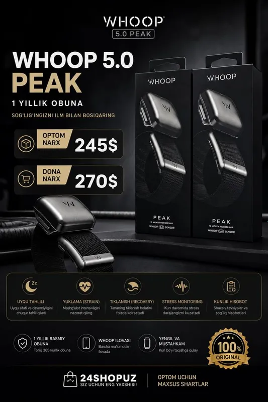 WHOOP 5.0 PEAK 1 yillik obuna WHOOP 5.0 PEAK — годовая подписка WHOOP 5.0 PEAK 1 yillik obuna WHOOP 5.0 PEAK — годовая подписка