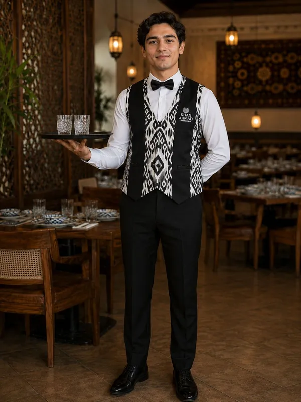 Milliy va klassik uslubda restoran formalari, nimchalar, fartuklar Milliy va klassik uslubda restoran formalari, nimchalar, fartuklar