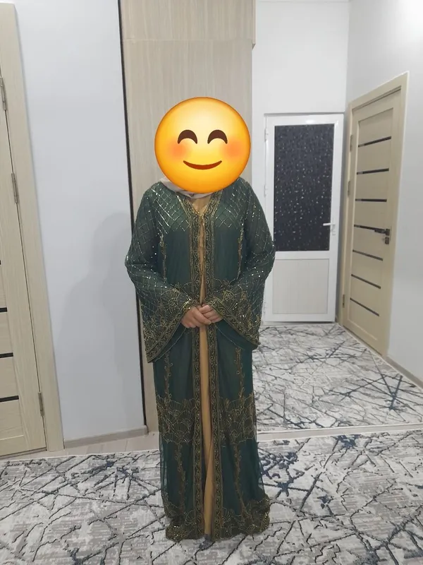 Дубайское платье Abaya, бисер, ручная работа 1