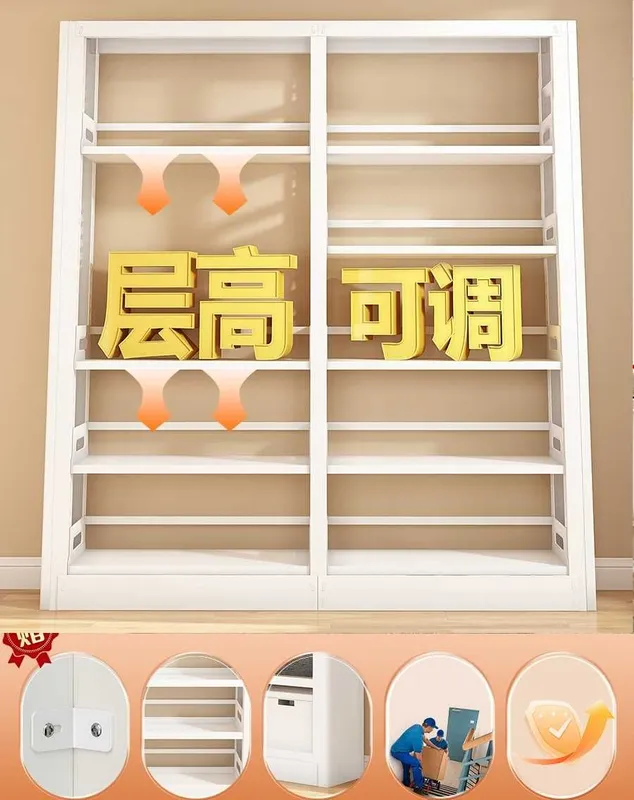 Зангламайдиган пўлатдан китоб жавони кучли металл токчалар билан — фото 3