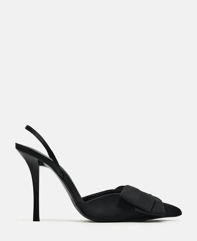 Туфли Zara на тонком каблуке с бантом 2