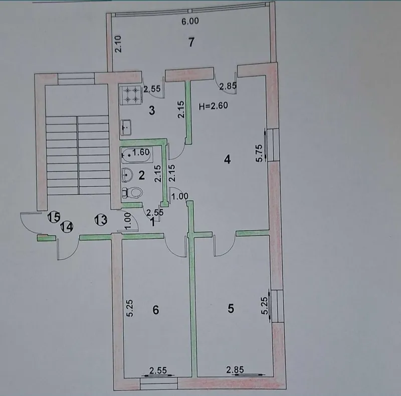 Чиланзар-1. 3/5/5. 2х6 Балкон срочно ул Мукимий