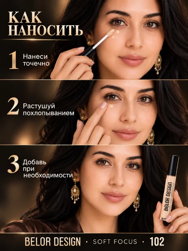 Консилер для лица и глаз, кремовый, тон 102 5 Консилер для лица и глаз, кремовый, тон 102 5