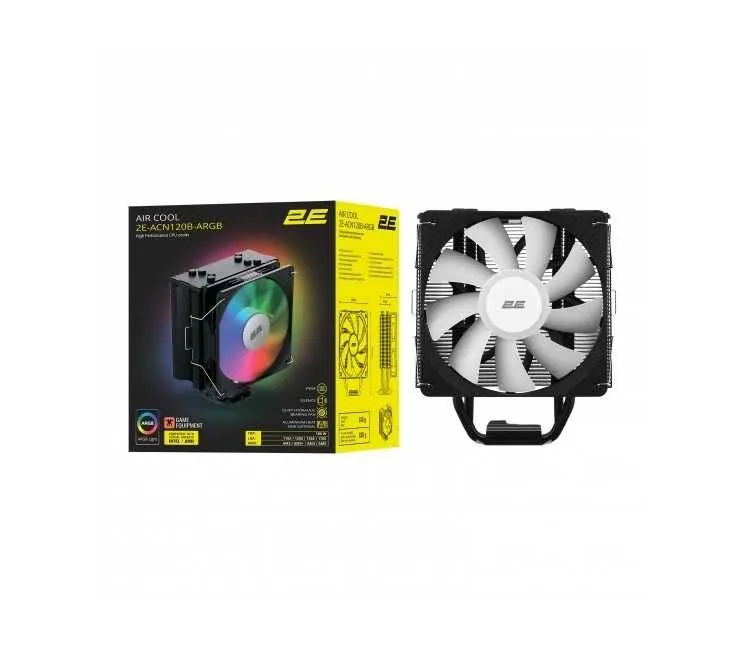 } Кулер 2E ACN120B-ARGB LGA1700/AM5 120мм black — фото 1