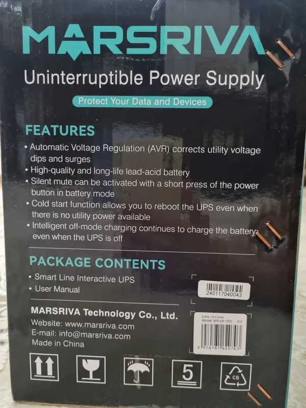 Masriva UPS ИБР 1200VA Мощность: 1250 ВА / 750 Вт • Автоматическая р 2 Masriva UPS ИБР 1200VA Мощность: 1250 ВА / 750 Вт • Автоматическая р 2