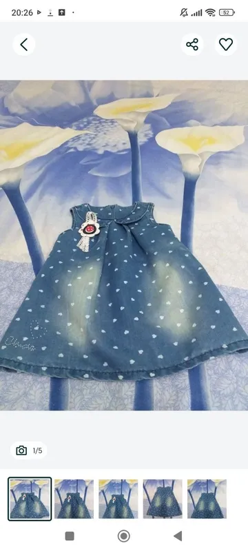 Ддинсовое платье для малышки на 1-2 года — фото 1
