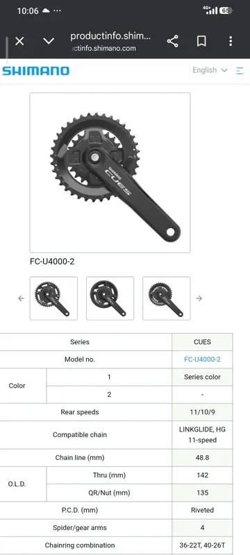 Шатуны Shimano CUES FC-U4000-2 + каретка Kenli — фото 4